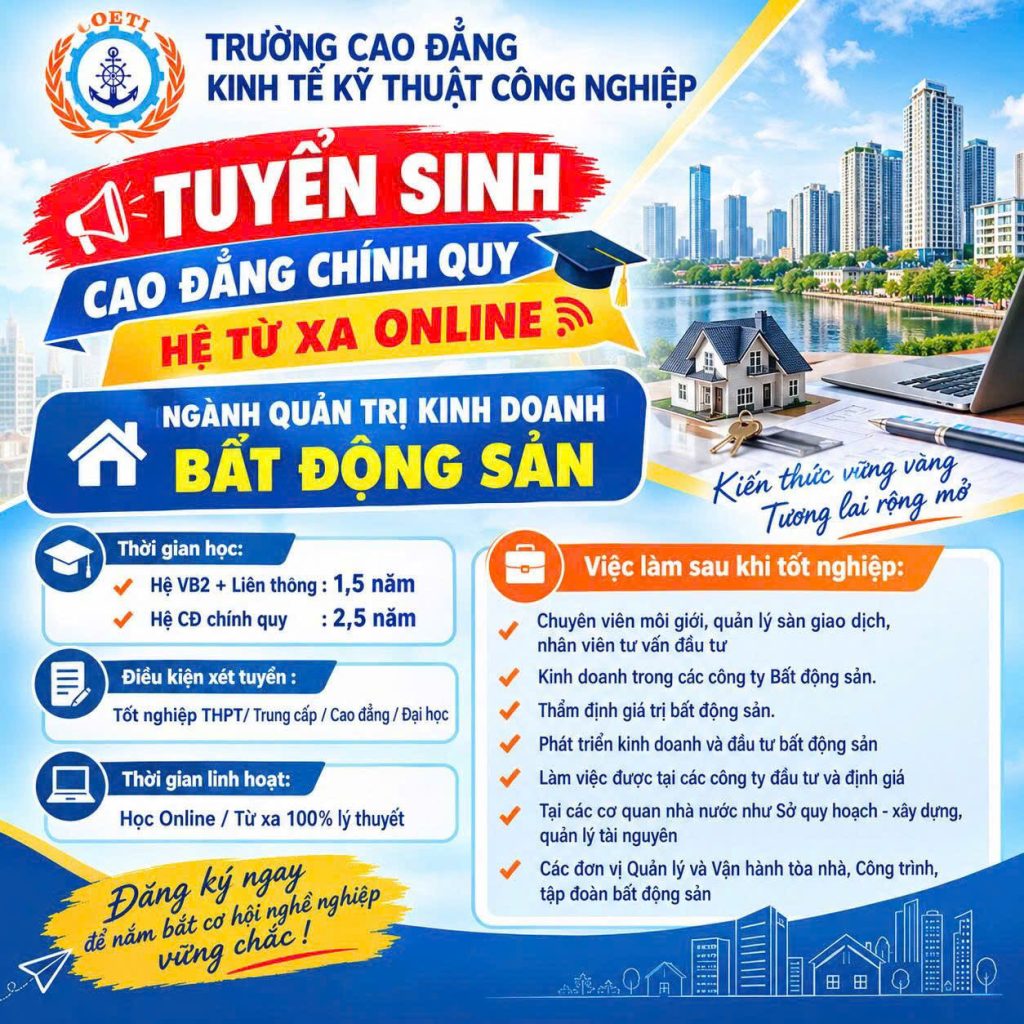 Cao Đẳng Quản Trị Kinh Doanh Bất Động Sản E-Learning 2026